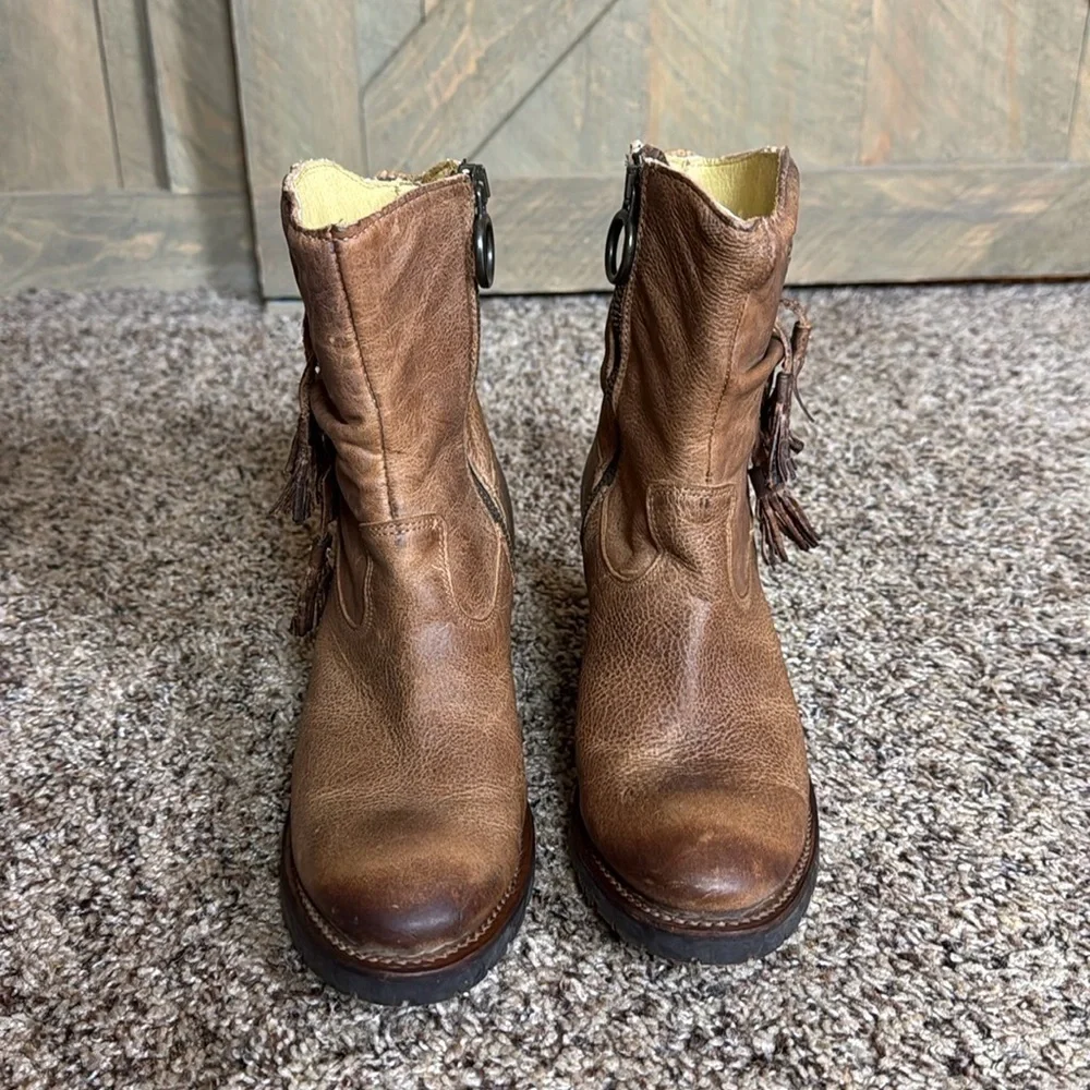 Justin Tan RUSTICO brown distressed leather ankle boots Size 5.5 - Picture 7 of 14